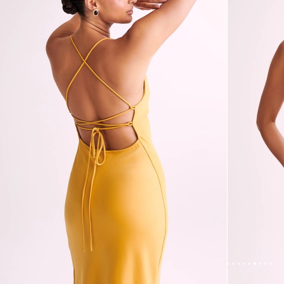 SYDNEY Straight Neck Slip Maxi Dress - Yellow - Picture 3 of 5